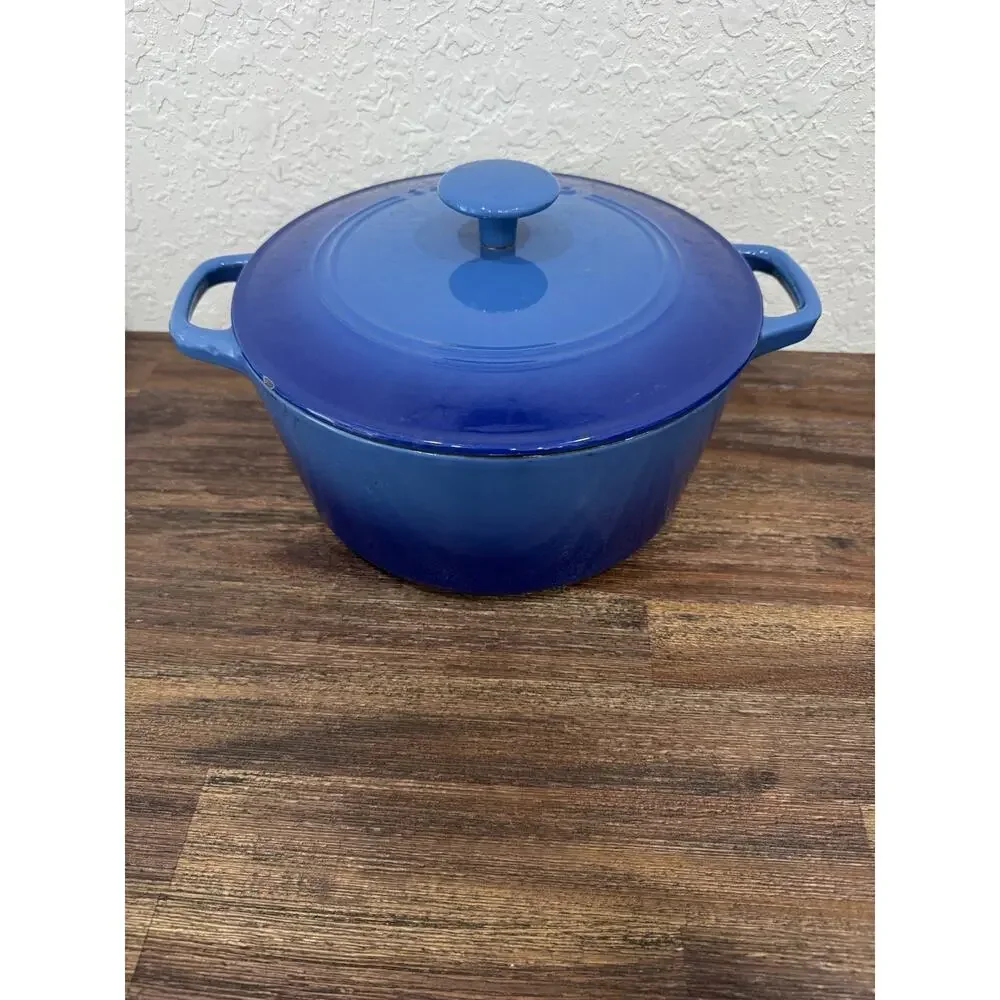 Cuisinart CI650-25BG 5 Qt Enameled Cast Iron Dutch Oven Provençal Blue Lid